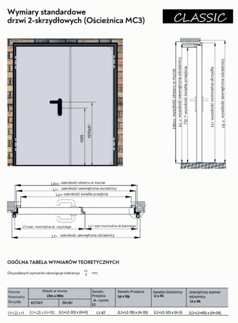 Drzwi Dwuskrzydłowe Przeciwpożarowe EI30 180 cm