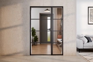 Drzwi Lumin 1080 x 2080 z Naświetlem bocznym w ramie aluminiowej Szklone