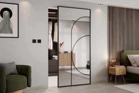 Drzwi Magic Szklane Przesuwne Niewidoczny Ukryty Lustro Grok Ghost NA WYMIAR