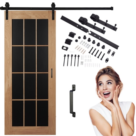 Drzwi Przesuwne Dębowe Drewniane Lamino Black z systemem przesuwnym LOFT Opcja