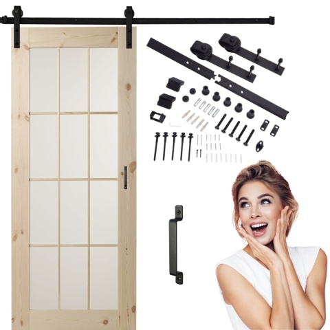 Drzwi Przesuwne Drewniane Sosna Lamino Glass z systemem przesuwnym LOFT Opcja