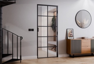 Drzwi Rozwierane Aluminium Czarne Slim Magnetic Komplet z Ościeżnica Float 10 pól