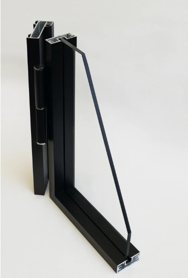 Drzwi Rozwierane Aluminium Czarne Slim Magnetic Komplet z Ościeżnica Satyna 10 pól