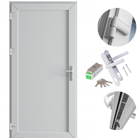 Drzwi Zewnętrzne PCV Pełne Panel 900X2050 Techniczne Białe