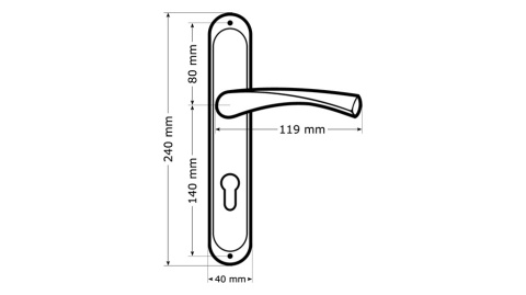 Klamka DAJANA 72 patent patyna Długi szyld