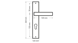 Klamka KABO patent czarna 72 długi szyld
