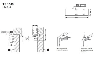 Samozamykacz GEZE-1500 + ramię standard 90kg srebrny