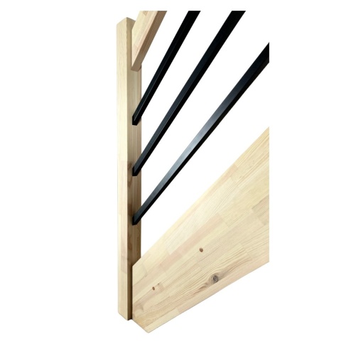 Schody MP MAX Ażurowe Tralka Czarna 22x22 Poziom Proste Sosnowe Balustrada