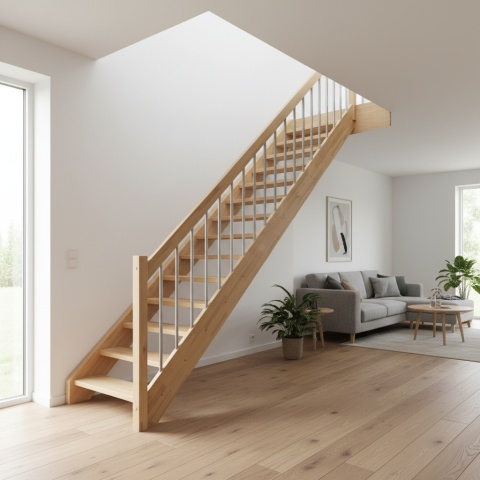 Schody MP MAX Ażurowe Rurka Srebrna ø22 Pion Proste Sosnowe Balustrada