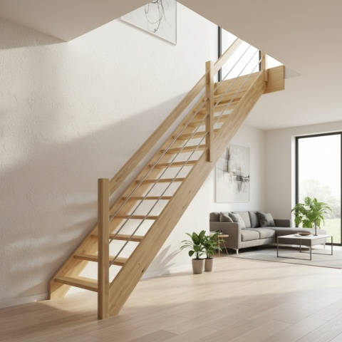 Schody MP MAX Ażurowe Tralka Srebrny 22x22 Poziom Proste Sosnowe Balustrada