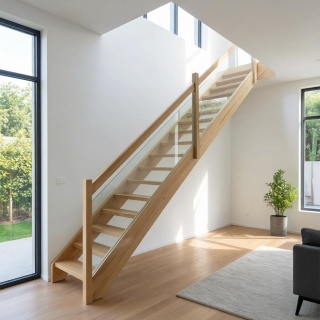 Schody MP MAX Ażurowe balustrada z szybą Proste Sosnowe bez podstopnic