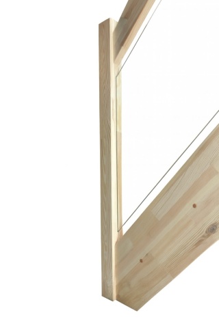 Schody MP MAX Ażurowe balustrada z szybą Proste Sosnowe z podstopnicami