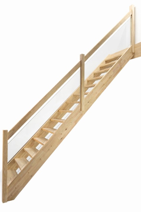 Schody MP MAX Ażurowe balustrada z szybą Proste Sosnowe bez podstopnic