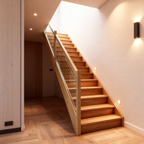 Schody MP MAX Ażurowe balustrada z szybą Proste Sosnowe z podstopnicami