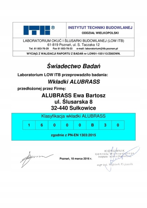 Wkładka ALUBRASS 26/36 nikiel satyna