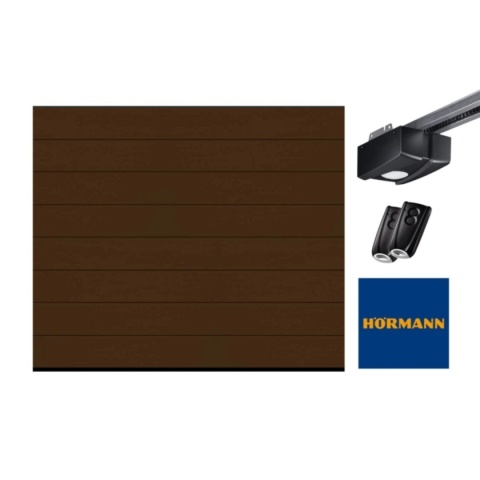 Brama garażowa segmentowa Hormann IsoMatic 2500x2125 – kolor brąz RAL 8028, przetłoczenia M, brama z napędem