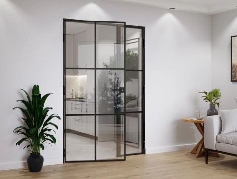 Drzwi Dwuskrzydłowe Industrial 6 pól Loft Aluminium Szyba Przeźroczysta Różne Wymiary