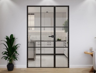 Drzwi Dwuskrzydłowe Industrial 6 pól Loft Aluminium Szyba Przeźroczysta Różne Wymiary