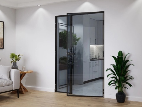 Drzwi Dwuskrzydłowe Industrial Loft Aluminium Szyba Grafitowa Różne Wymiary