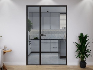 Drzwi Dwuskrzydłowe Industrial Loft Aluminium Szyba Grafitowa Różne Wymiary