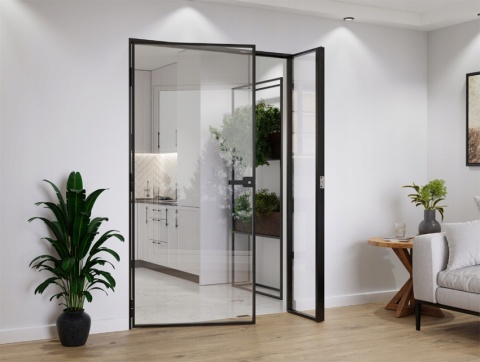 Drzwi Dwuskrzydłowe Industrial Loft Aluminium Szyba Przeźroczysta Różne Wymiary