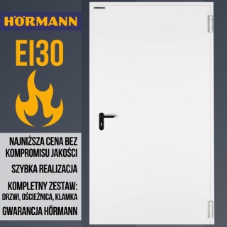 Drzwi Przeciwpożarowe 100cm EI30 Stalowe Hörmann Białe RAL 9002 1000x2000