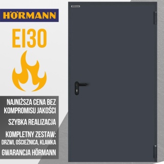 Drzwi Przeciwpożarowe 80cm EI30 Stalowe Hörmann Antracyt RAL7016 800x2000