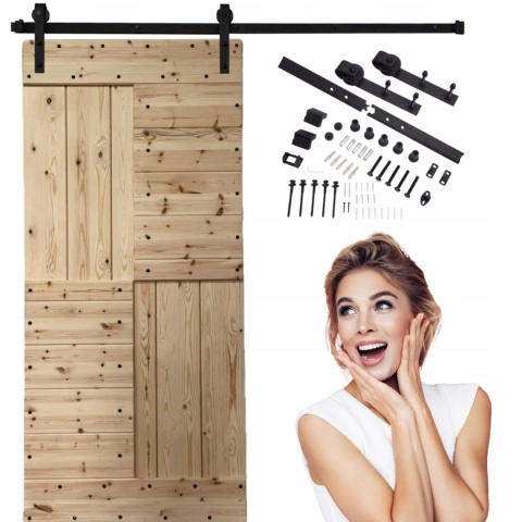 Drzwi Przesuwne Domino Sosnowe z systemem przesuwnym LOFT Opcja Kornik