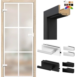 Drzwi Szklane Loftowe GRAF 64 Erkado z Ościeżnicą Kolory z Okuciami Zestaw Konfiguracja