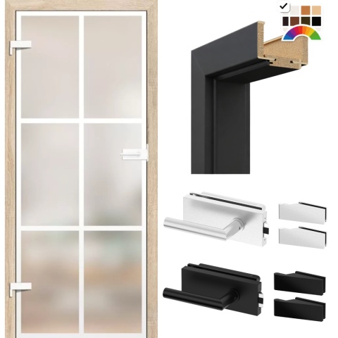 Drzwi Szklane Loftowe GRAF 64 Erkado z Ościeżnicą Kolory z Okuciami Zestaw Konfiguracja