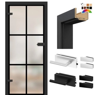 Drzwi Szklane Loftowe GRAF 62 Erkado z Ościeżnicą Kolory z Okuciami Zestaw Konfiguracja