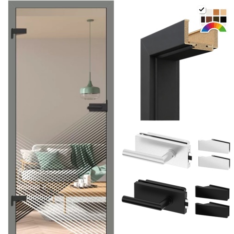 Drzwi Szklane Loftowe GRAF 53 Erkado z Ościeżnicą Kolory z Okuciami Zestaw Konfiguracja