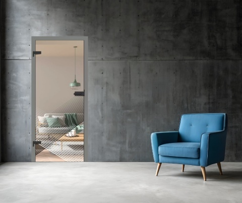 Drzwi Szklane Loftowe GRAF 53 Erkado z Ościeżnicą Kolory z Okuciami Zestaw Konfiguracja