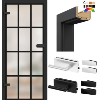 Drzwi Szklane Loftowe GRAF 35 Erkado z Ościeżnicą Kolory z Okuciami Zestaw Konfiguracja