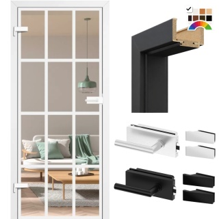 Drzwi Szklane Loftowe GRAF 37 Erkado z Ościeżnicą Kolory z Okuciami Zestaw Konfiguracja