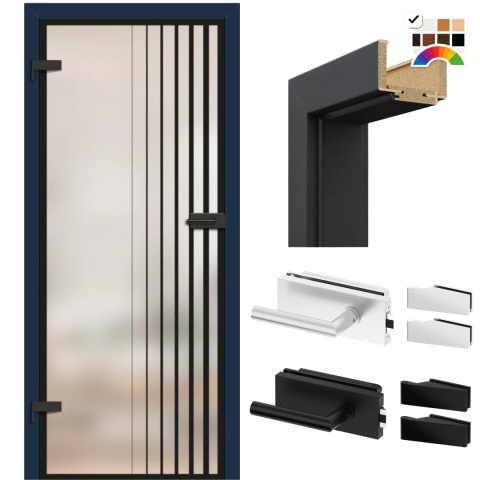 Drzwi Szklane Loftowe GRAF 41 Erkado z Ościeżnicą Kolory z Okuciami Zestaw Konfiguracja