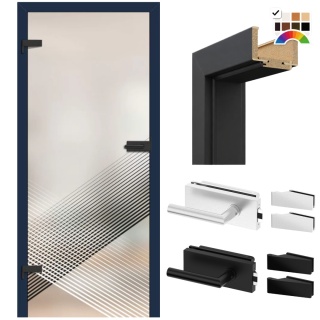 Drzwi Szklane Loftowe GRAF 54 Erkado z Ościeżnicą Kolory z Okuciami Zestaw Konfiguracja