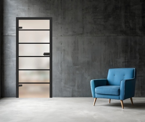 Drzwi Szklane Loftowe GRAF 6 Erkado z Ościeżnicą Kolory z Okuciami Zestaw Konfiguracja