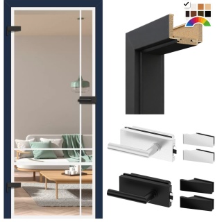 Drzwi Szklane Loftowe GRAF 34 Erkado z Ościeżnicą Kolory z Okuciami Zestaw Konfiguracja