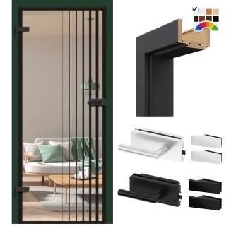 Drzwi Szklane Loftowe GRAF 42 Erkado z Ościeżnicą Kolory z Okuciami Zestaw Konfiguracja