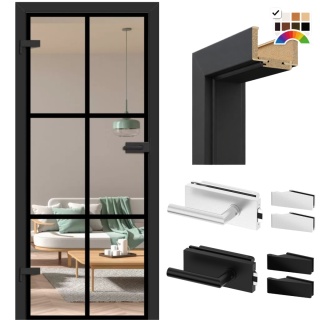 Drzwi Szklane Loftowe GRAF 61 Erkado z Ościeżnicą Kolory z Okuciami Zestaw Konfiguracja