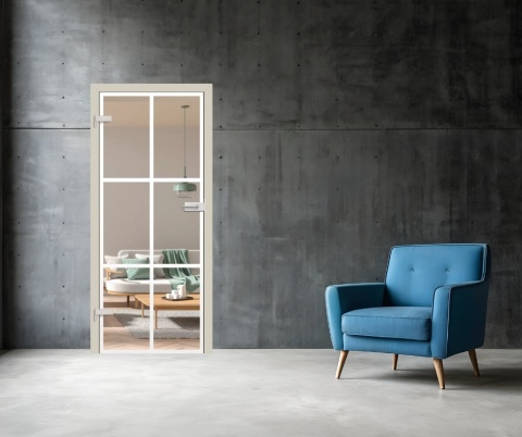 Drzwi Szklane Loftowe GRAF 63 Erkado z Ościeżnicą Kolory z Okuciami Zestaw Konfiguracja