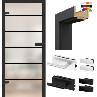 Drzwi Szklane Loftowe GRAF Erkado z Ościeżnicą Wzory Kolory z Okuciami Zestaw