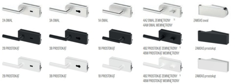 Drzwi Szklane Plato Tafla Szkło Przeźroczyste z Ościeżnicą Kolory Okucia Voster Konfiguracja