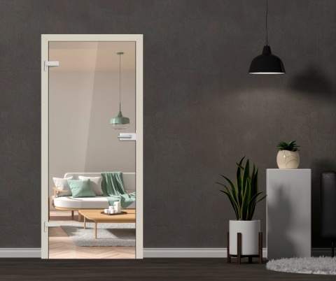 Drzwi Szklane Plato Tafla Szkło Przeźroczyste z Ościeżnicą Kolory Okucia Voster Konfiguracja