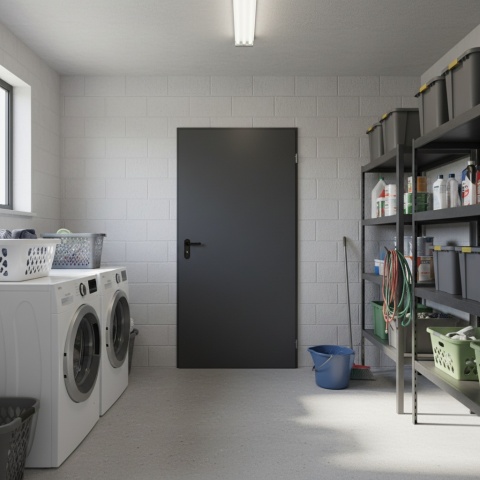 Antracytowe drzwi szpitalne RAL7016 stalowe Drzwi biurowe antracyt RAL7016 stalowe techniczne