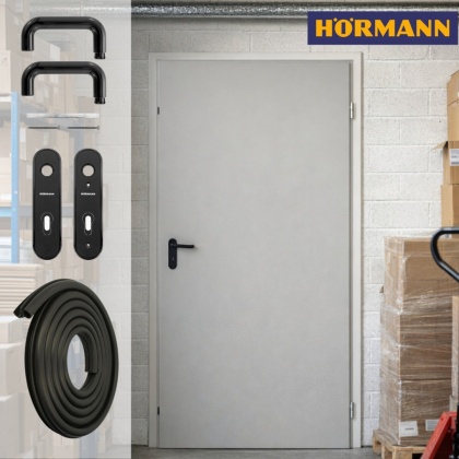 Drzwi Techniczne Szare Hormann ZK ISO 90cm 900 x 2000 RAL7035