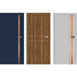 Drzwi Wewnętrzne Intarsja LUX Miedź szczotkowana Erkado Pełne