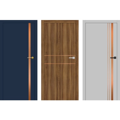 Drzwi Wewnętrzne Intarsja LUX Miedź szczotkowana Erkado Pełne