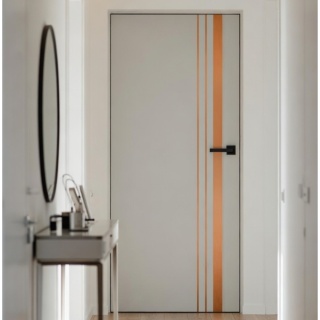 Drzwi Wewnętrzne Intarsja LUX Miedź szczotkowana Erkado Pełne